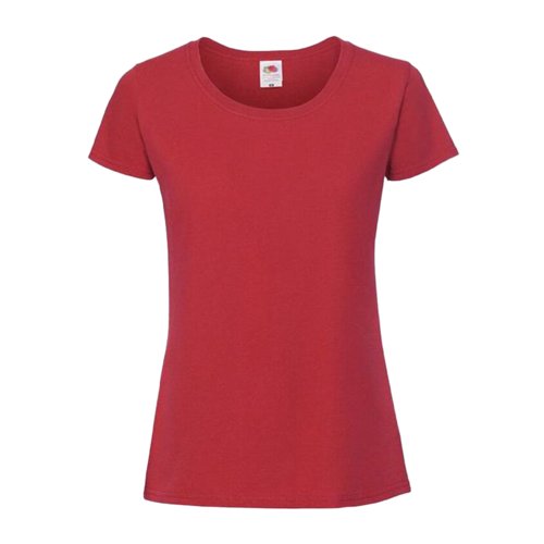 Rotes Baumwoll-T-Shirt für Damen mit kurzen Ärmeln.