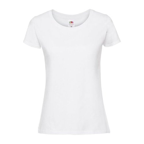 Weißes Baumwoll-T-Shirt für Damen mit kurzen Ärmeln.