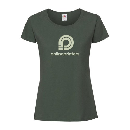 Dunkelgrnes Damen T-Shirt aus Baumwolle mit kurzen rmeln.