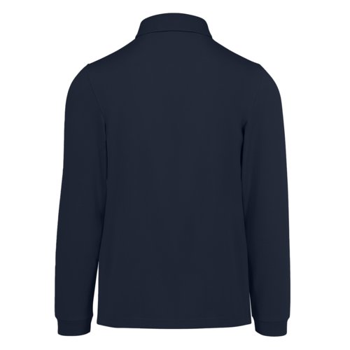Marineblaues Baumwoll-Poloshirt mit langen Ärmeln für Herren.