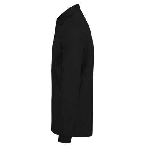 Schwarzes Baumwoll-Poloshirt mit langen Ärmeln für Herren.