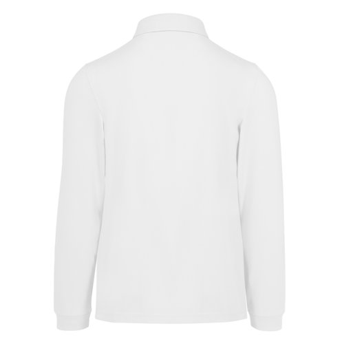 Weisses Baumwoll-Poloshirt mit langen Ärmeln für Herren.