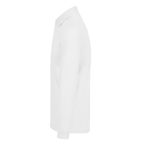 Weißes Baumwoll-Poloshirt mit langen Ärmeln für Herren.