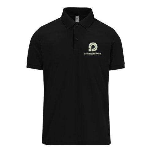 Schwarzes Baumwoll-Poloshirt fr Herren mit kurzen rmeln.