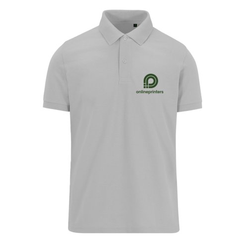 Graues Stoff-Poloshirt fr Herren mit kurzer Knopfleiste.