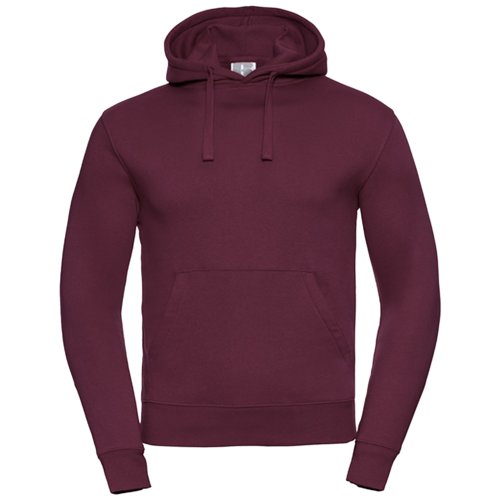 Burgunderfarbener Hoodie aus Baumwollmischung mit Kapuze und Kängurutasche.