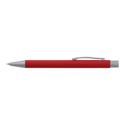 Rotes Schreibset mit Stift und Kugelschreiber mit Clip.