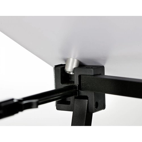 Faltbare Theke aus Textil und Metall, nur System.