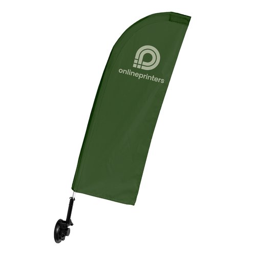 Grne Fensterflagge in Wingform mit Befestigung.