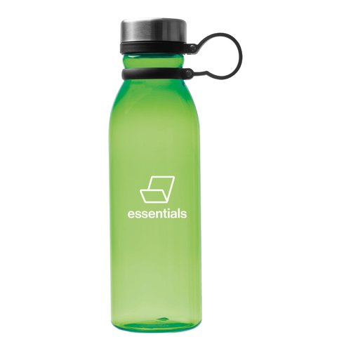 Apfelgrne Trinkflasche mit Schraubverschluss und Trageschlaufe.