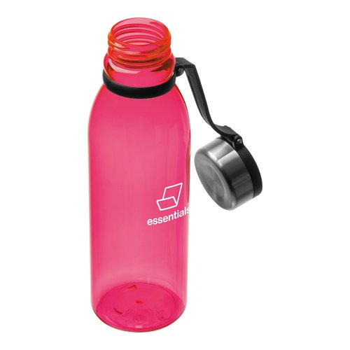 Rote Trinkflasche aus Kunststoff mit Schraubverschluss.