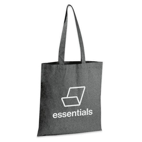 Schwarze Recycelte Baumwoll-Tasche mit Tragegriffen.