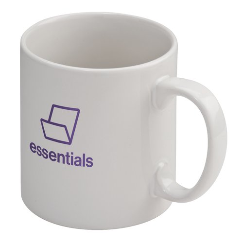 Weie Keramiktasse mit Henkel.