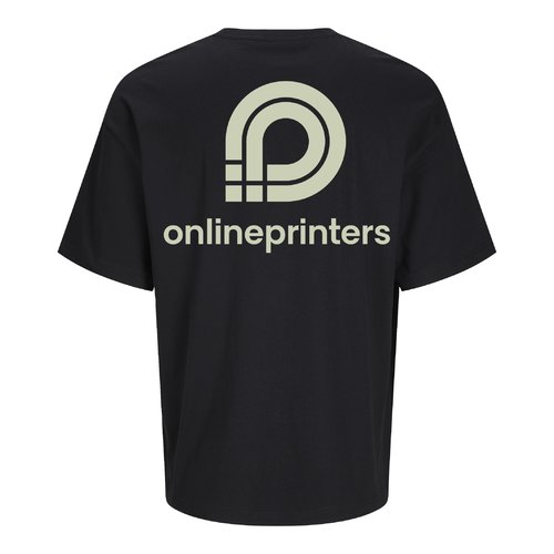 Schwarzes Unisex-T-Shirt aus Bio-Baumwolle im Oversized-Schnitt.