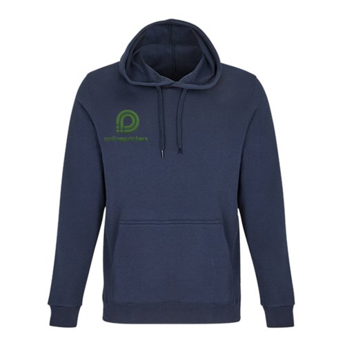 Marineblauer Hoodie aus Baumwollmischgewebe mit Kapuze und K�ngurutasche.
