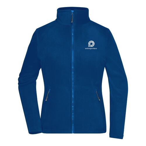 Royalblaue Fleecejacke aus Polyester f�r Damen mit durchgehendem Rei�verschluss.