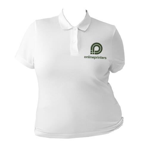 Wei�es Polo-Shirt aus Bio-Baumwolle f�r Damen mit kurzer Knopfleiste.