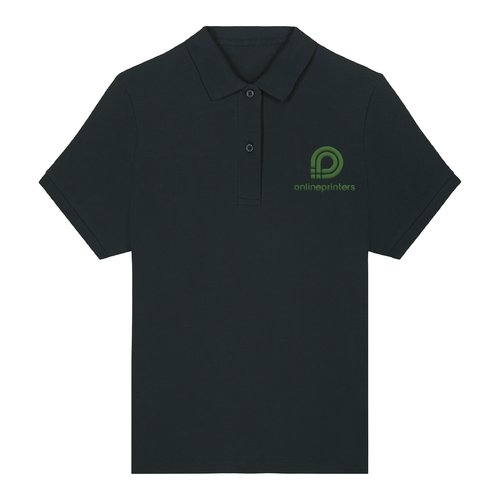 Schwarzes Polo-Shirt aus Bio-Baumwolle f�r Damen mit kurzen �rmeln.