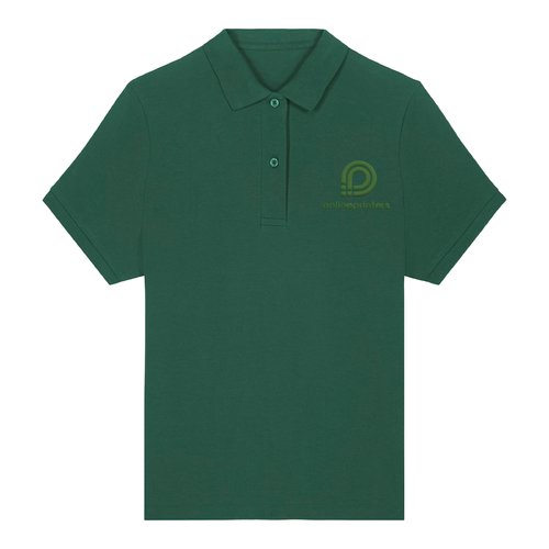 Gr�nes Damen Poloshirt aus Baumwolle mit kurzen �rmeln und Knopfleiste.
