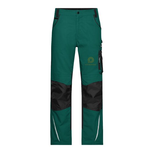 Dunkelgr�ne/schwarze Arbeits-Hose aus Polyester-Baumwolle mit Taschen.