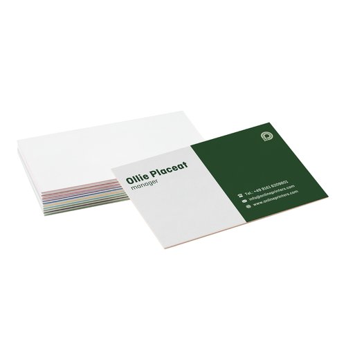 Mehrschichtige Papier-Visitenkarten, einseitig bedruckt.