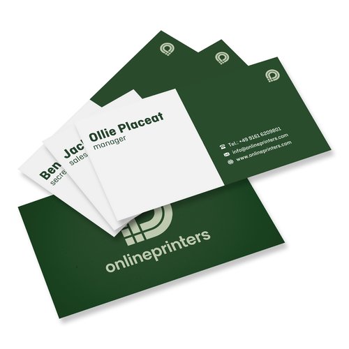 Papier-Visitenkarten, beidseitig bedruckbar.
