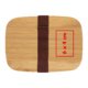 Brotzeitbox aus Bambus mit braunem Gummiband.