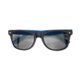 Blaue Kunststoff-Sonnenbrille im klassischen Design.