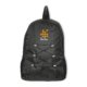 Schwarzer Rucksack mit Kordelzug und Seitentaschen.