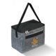 Anthrazitfarbene Khltasche aus Stoff mit Reiverschluss und Tragegriff.