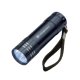 Schwarze Metall-LED-Lampe mit Handschlaufe.