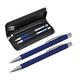 Blaues Schreibset mit Kugelschreiber und Etui.