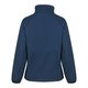 Marineblaue Damen Softshelljacke aus Polyester mit durchgehendem Rei�verschluss und Seitentaschen.