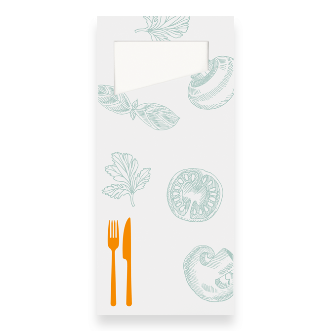 Papier-Bestecktaschen inkl. Zelltuch-Serviette, 9,0 x 19,7 cm