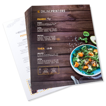 Setzen Sie Ihr Angebot in Szene: <br> mit gefalzten Speisekarten in DIN A5