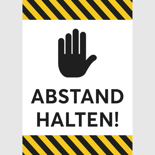 Abstand halten! Handsymbol (gelb-schwarz)