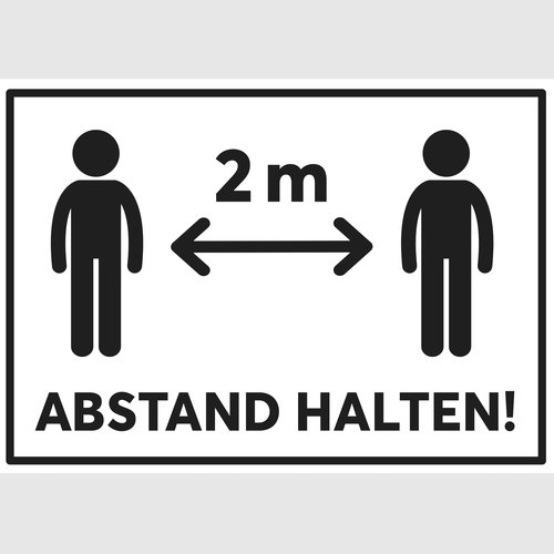 Abstand halten! Personen 2 m (schwarz-wei�)
