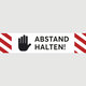 Abstand halten! Handsymbol (rot-wei�)