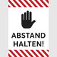 Abstand halten! Handsymbol (rot-wei�)