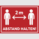 Abstand halten! Personen 2 m (rot)