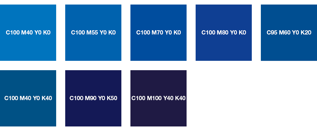 CMYK-Farben: Blau und Nachtblau