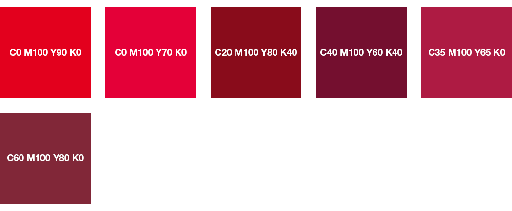 CMYK-Farben: Rot und Weinrot