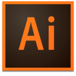 Das Logo von Adobe Illustrator zeigt ein dunkelbraunes Quadrat mit orangefarbenem Rand, auf dem die Buchstaben „Ai“ in Orange hervorgehoben sind. Dieses ikonische Design ist für alle, die Druckdaten erstellen möchten, sofort erkennbar.