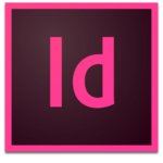 Rosa Adobe InDesign-Logo mit der „ID“ prominent in der Mitte, vor dunklem Hintergrund. Perfekt für Designer, die sich auf die Erstellung von Druckdaten konzentrieren.