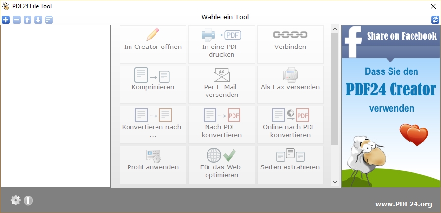 Mit dem Plus-Zeichen fügen Sie weitere PDFs hinzu