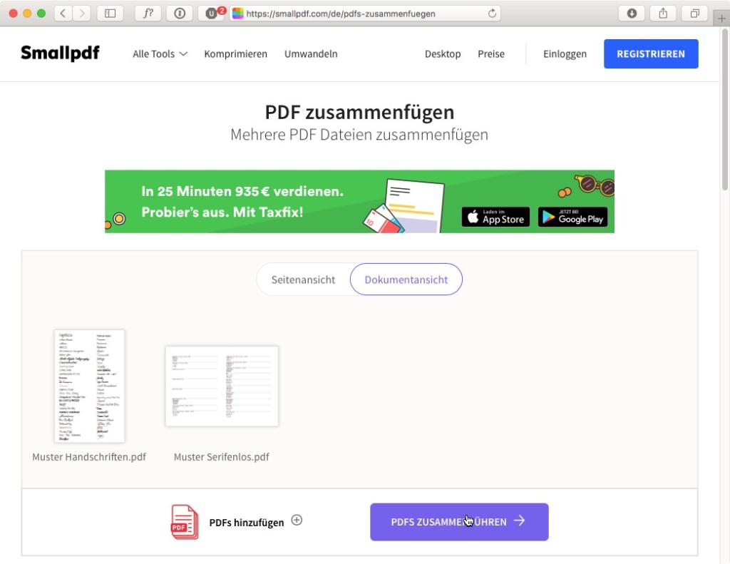 Bei smallpdf gibt's sogar eine Vorschau der PDF-Datei