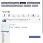 Screenshot von PDFResizer.com im Safari-Browser. Der Reiter „PDF-Größe ändern“ ist aktiv und bietet Optionen wie A0 bis A10 in einem Dropdown-Menü. Die Seite bietet Werkzeuge zum Ändern der Größe, Komprimieren und Zuschneiden von PDFs sowie einen magischen Button zum Übernehmen von Änderungen.