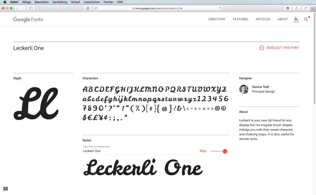 Script-Font Leckerli One