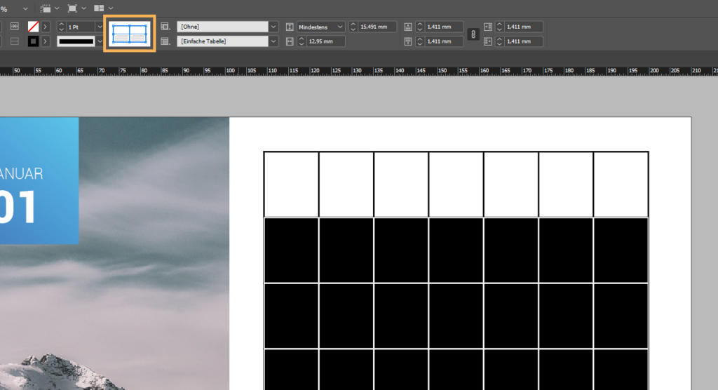 InDesign Tabellen formatieren
