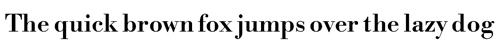 Der Text in Serifenschrift lautet: „Der schnelle braune Fuchs springt über den faulen Hund.“.